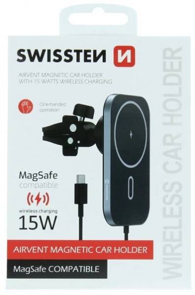 Magnetický držák Swissten do ventilátoru s bezdrátovým dobíjením 15W a s MagSafe