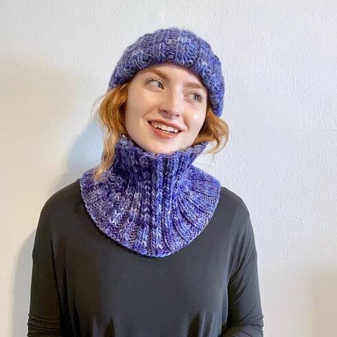 Sapphire Ribbed Hat + Cowl Combo (Save $30)