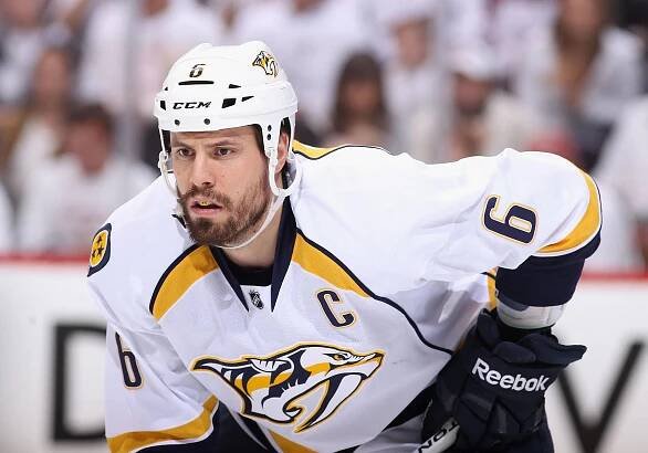 Shea Weber in action for Nashville Predators Wallpaper