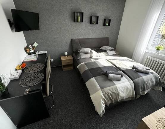 Postel nebo postele na pokoji v ubytování Apartmány Karlovy Vary