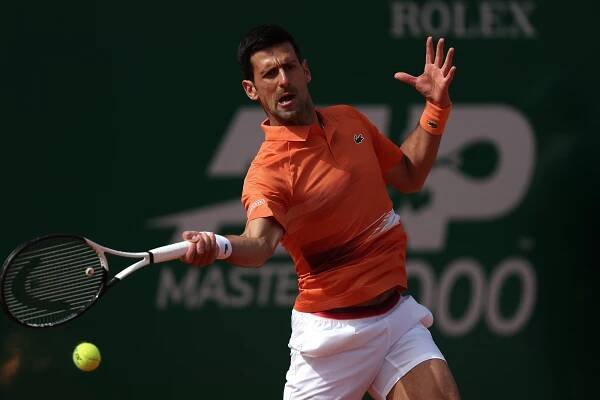 Novak Djokovic of Serbia in action against Alejandro Davidovich Fokina