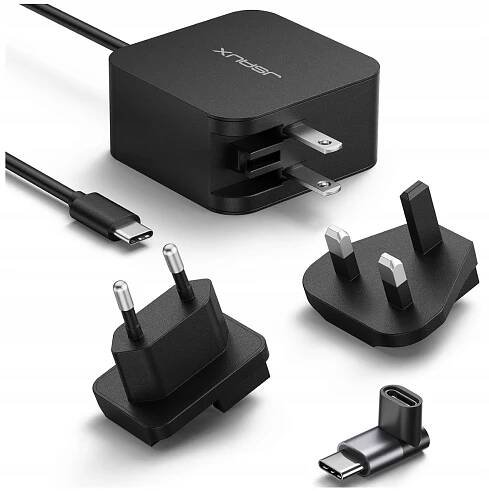 JSAUX napájecí adaptér síťová nabíječka USB-C 65W Cestovní adaptéry US UK EU Plug