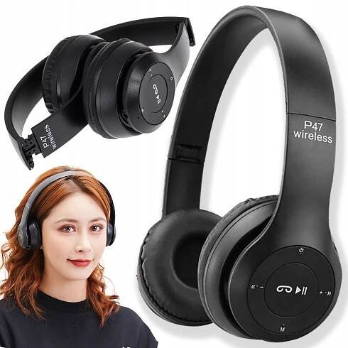BEZDRÁTOVÁ BLUETOOTH SLUCHÁTKA P47 S MIKROFONEM A ČTEČKOU SD KARET