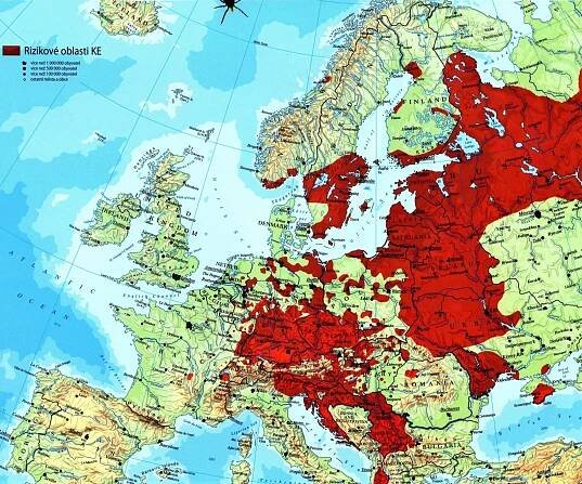 Mapa klíšťové encefalitidy