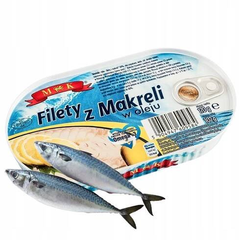 Filety z makrely v oleji Omega 3 rybí konzerva v plechovce 170G MK