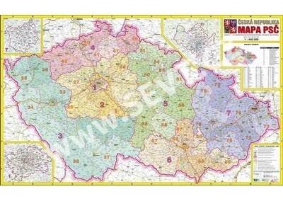 Česká republika PSČ - 1:440 000 - nástěnná mapa