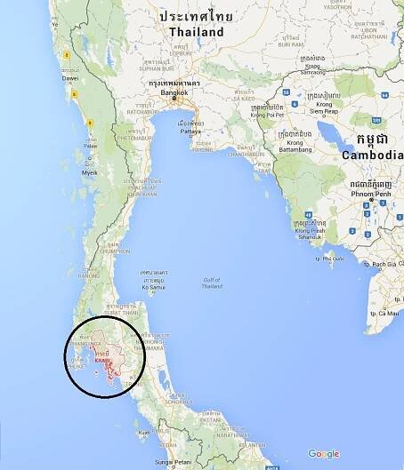 Krabi: Mapa – Ostrov Krabi na mapě