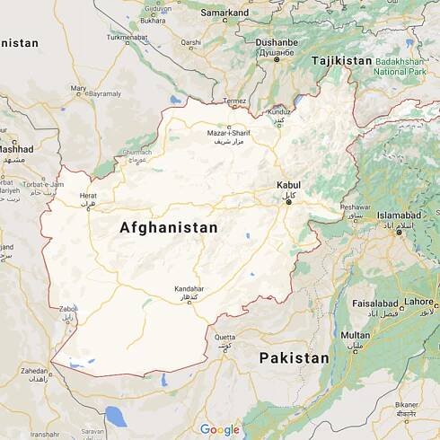 Map showing Afghanistan and its borders with Pakistan, Iran, Turkmenistan, Uzbekistan, Tajikistan, and China.