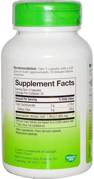 Glukomannan (Konjac) 665 mg, 100 kapslí