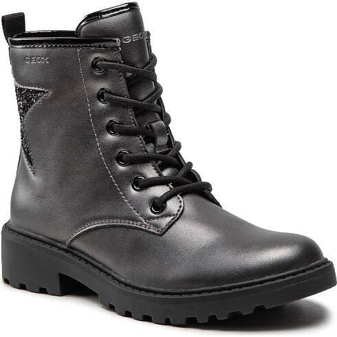 Kozačky Geox J Casey G. G J9420G 0NFEW C0062 S Stříbrná