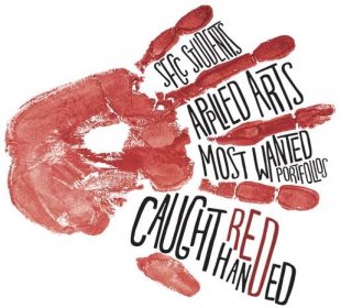 caught red handed logo variation with hand print