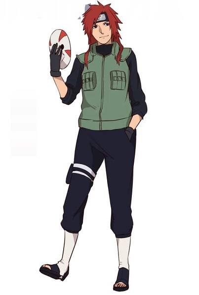 an anime character with red hair holding a ball
