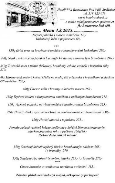 Menu_4.8.2025 - Hotel pod Věží