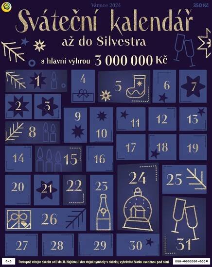 Stírací los Sváteční kalendář (Sazka) | 🍀 Vyhraj.cz