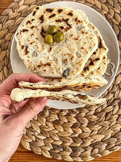 Mediterranean Olive Flatbread (pan grilled)