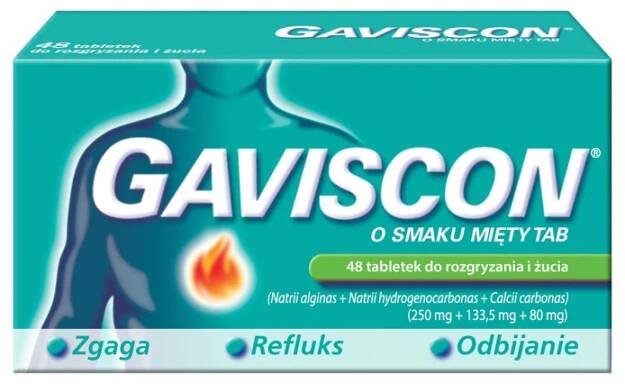 Gaviscon Žvýkací tablety, mátová příchuť, 48 kusů
