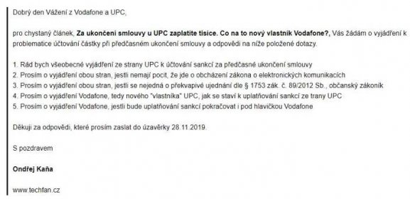 Za ukončení smlouvy u UPC zaplatíte tisíce korun. Co na to nový vlastník Vodafone?