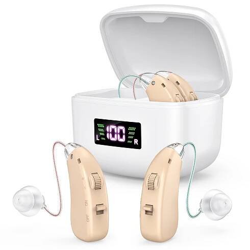 OTC * Amplifier, Hearing Aid for Adults with Hearing Loss, Behind-the-Ear Hearing Aid with Magnetic Charging Case, Noise Reduction - N