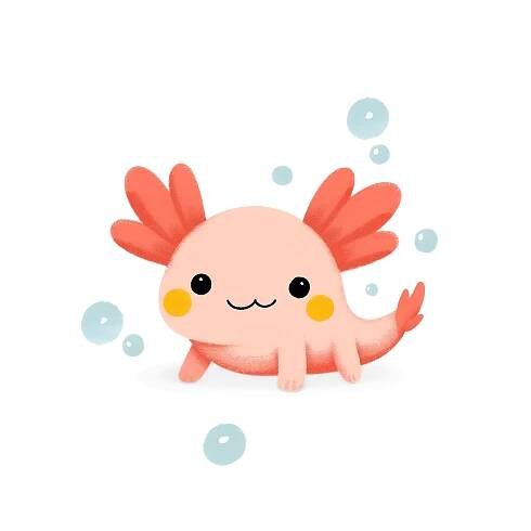 Axolotl, Roztomilý, Kawaii, Obojživelník