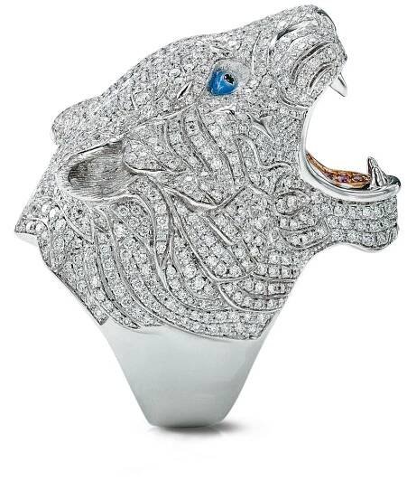 siberian-tigers-ring-colourless-black-diamonds-pink-sapphires-enamel-18kt-white-goldjpg - Roberto Coin