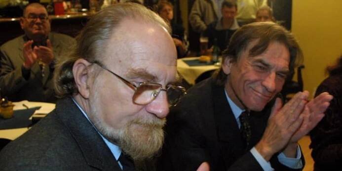 František Němec s hereckým kolegou Petrem Pelzerem. 