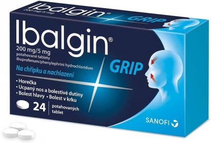 Ibalgin Grip 200mg/5mg potahované tablety 24 tablet