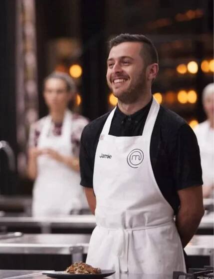 Jamie Fleming smiling in the MasterChef kitchen