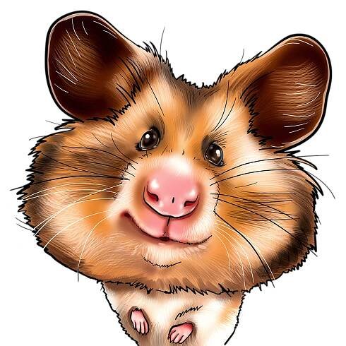 Přehnaná karikatura křečka