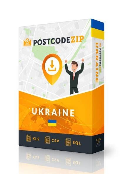 Poštovní kód Ukrajina uvádí poštovní informace ve formátu CSV Excel