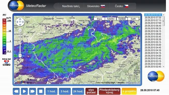 Meteoradar – Aktuální stav srážek