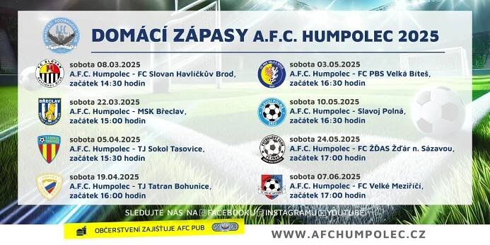 Výsledkový servis našich mužstev 15.02. a 16.02.2025 - AFC Humpolec