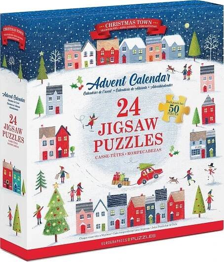 EUROGRAPHICS Puzzle Adventní kalendář: Vánoční město 24x50 dílků