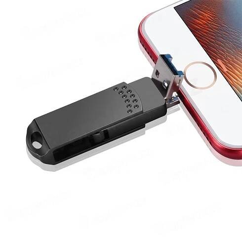 USB Flashdisk pro Apple iPhone / iPad a další zařízení - USB-A / USB-C / Lightning - kovový - 128GB -šedý (4)