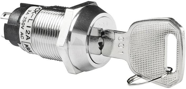 NKK Switches CKL12BFW01 CKL12BFW01 klíčový spínač 250 V/AC 3 A 1x zap/zap 1 x 90 ° 1 ks