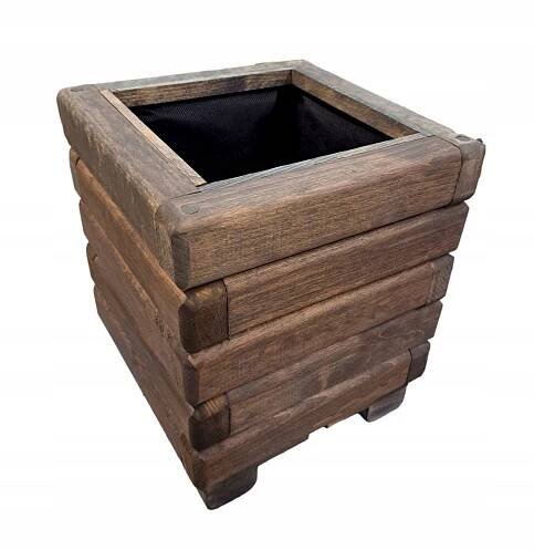 Dřevěný Zahradní Květináč Ozdobný Květináč Aksamitka Impregnovaná 25x25x30