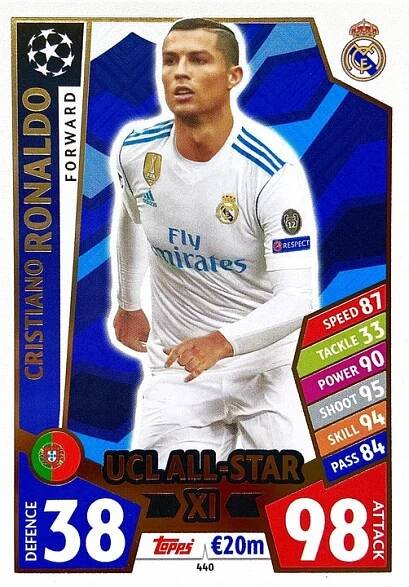TOPPS MATCH ATTAX 2017/18 UCL ALL-STAR XI 440 CRISTIANO RONALDO REAL MADRID