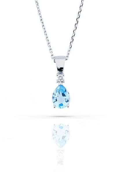 Přívěsek LOEE Palette Diamonds z bílého zlata s diamanty a topazem