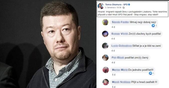Všechny bych postřílel.‘ Policie opět řeší komentáře na stránce šéfa SPD, podle Okamury nejdou uhlídat