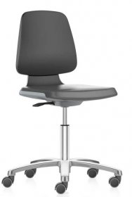 Průmyslová a laboratorní židle Bimos Smart, s antracitovým sedákem a pohodlným PU polstrováním - 1