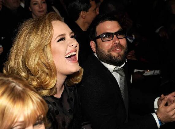 Adele and Simon Konecki attend The 54th Annual GRAMMY Awards at Staples Center on February 12, 2012 in Los Angeles, California