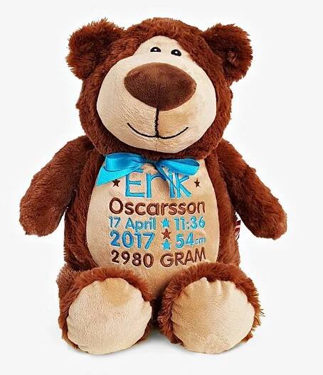 Brown personalized teddy bear - Bruno - Teddypost.se