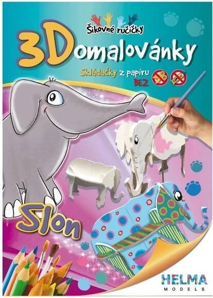 3D omalovánka A4 - SET Slon
