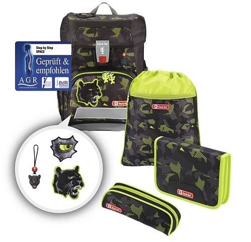 Školní aktovka Cloud pro prvňáčky - 5-dílný set, Step by Step Panter, certifikát AGR