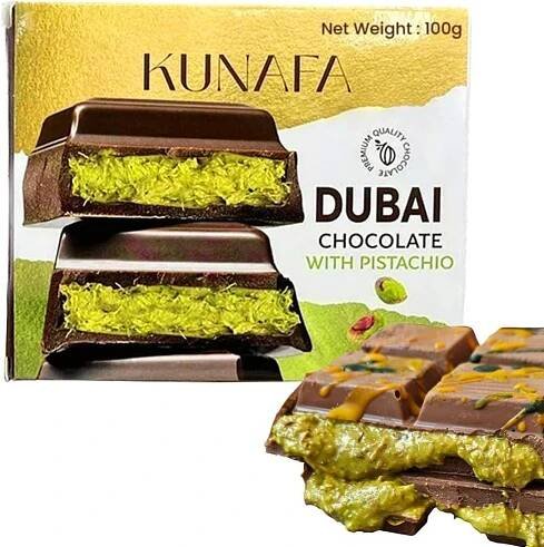 Viral Dubai Chocolate Bar Pistachio Kunafa Premium Dubai Chocolate Gift for Birthdays Anniversary & Special Occasions. Chocolate best Gift.