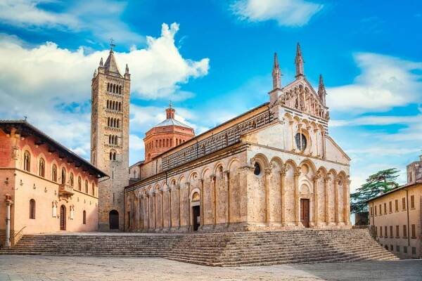 massa marittima, katedrála san cerbone duomo, toskánsko, itálie. - provincie grosseto - stock snímky, obrázky a fotky
