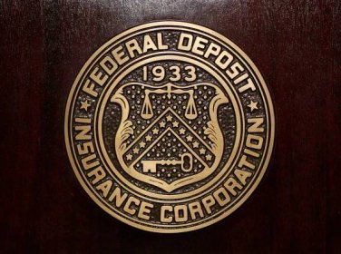 The Federal Deposit Insurance Corp (FDIC) logo is seen at the FDIC headquarters in Washington