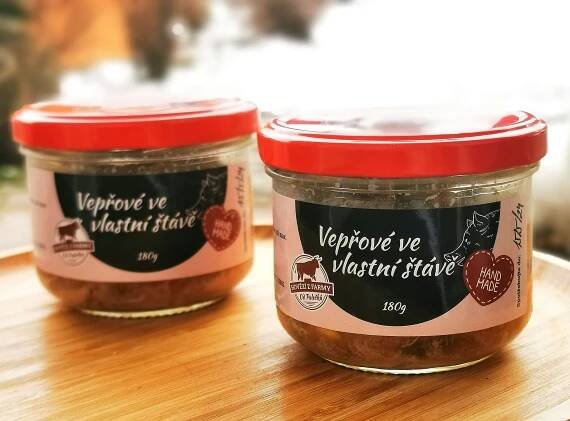 Vepřové ve vlastní šťávě Hovězí z farmy od Palečků 180g