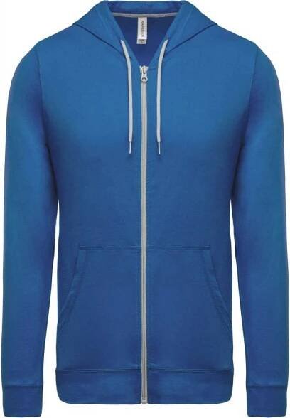 unisex mikina na zip light světle královská modrá