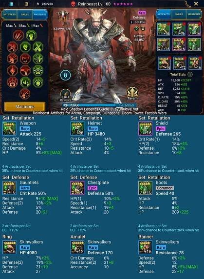 Raid Shadow Legends Reinbeast Equipment Reference Guide