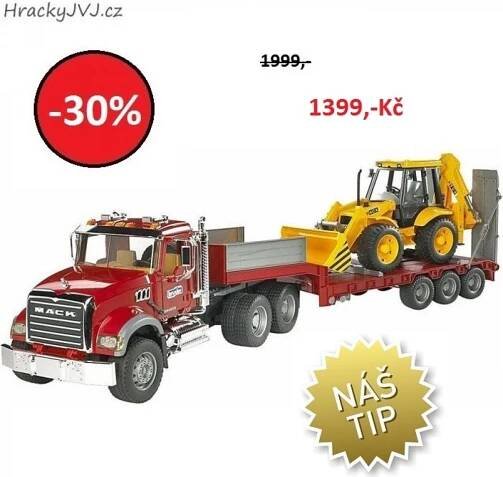 Bruder 2813 MACK GRANIT návěs a bagr JCB 4CX